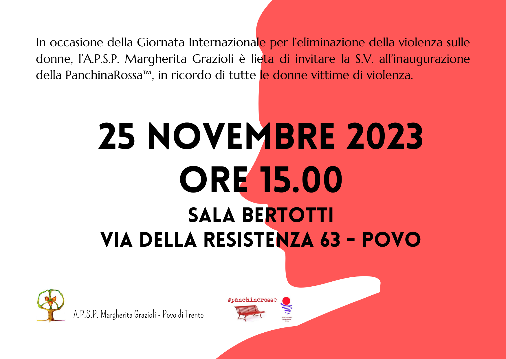 Immagine: 25 novembre - inaugurazione panchina rossa con marchio