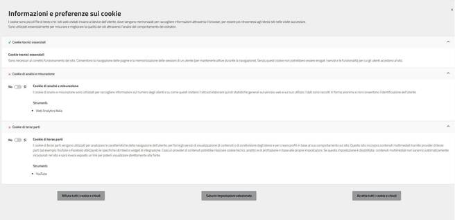 Immagine: Gestione preferenze dei cookie